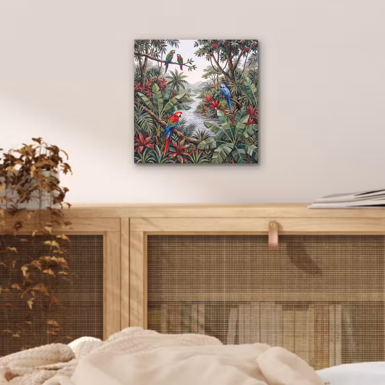 Aluminium schilderij - Vogel - Jungle - Natuur - Mozaïek - Groen — 4