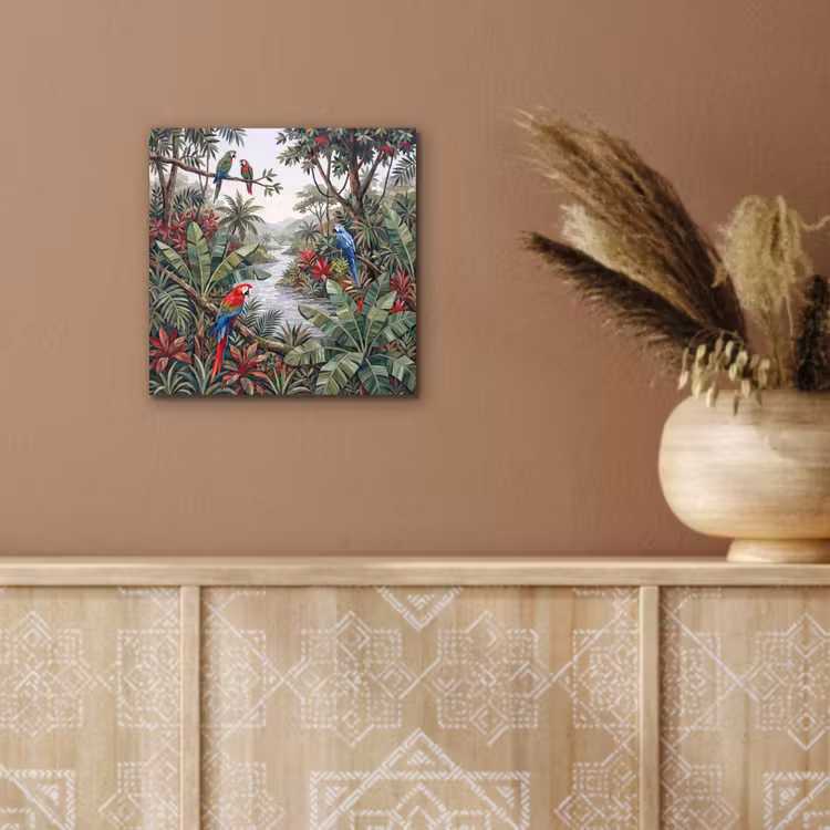 Aluminium schilderij - Vogel - Jungle - Natuur - Mozaïek - Groen — 5