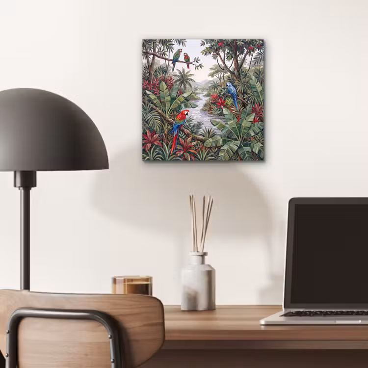 Aluminium schilderij - Vogel - Jungle - Natuur - Mozaïek - Groen — 6
