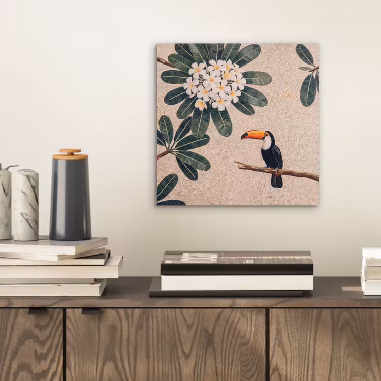 Aluminium schilderij - Vogel - Mozaïek - Tropisch - Natuur - Kleurrijk — 2