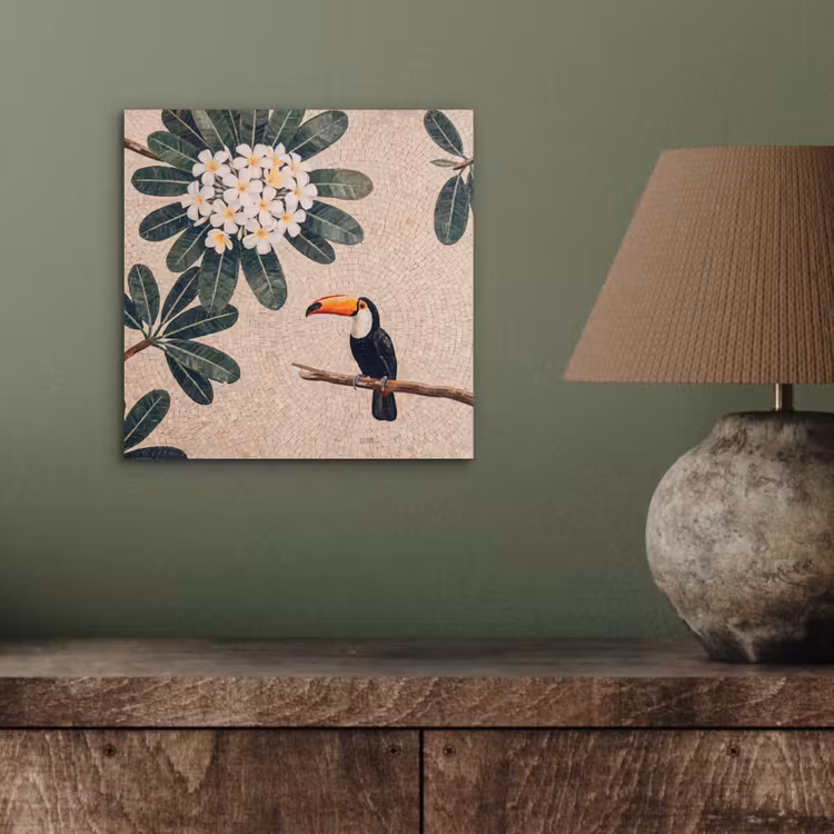 Aluminium schilderij - Vogel - Mozaïek - Tropisch - Natuur - Kleurrijk — 3