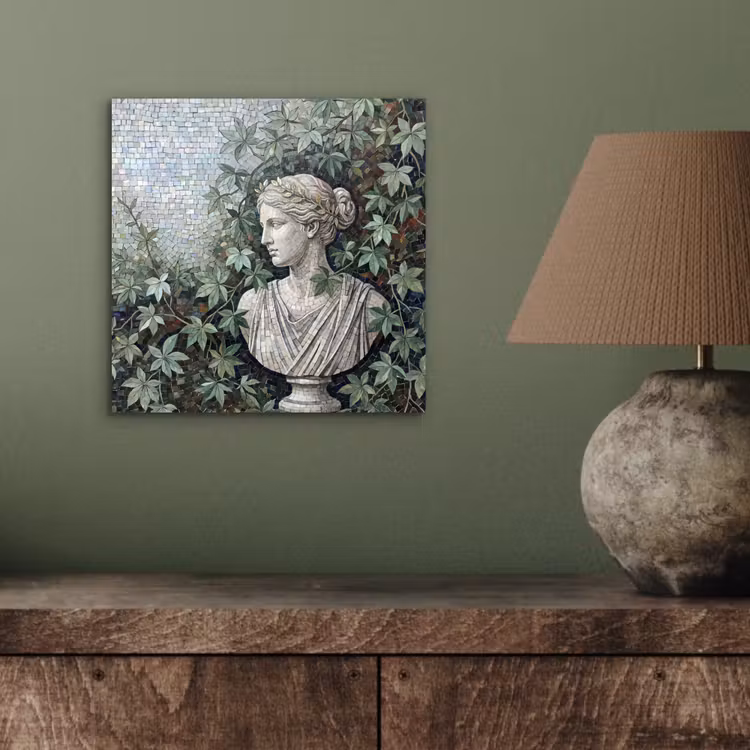 Aluminium schilderij - Vrouw - Klassiek - Mozaiëk - Natuur - Groen — 3
