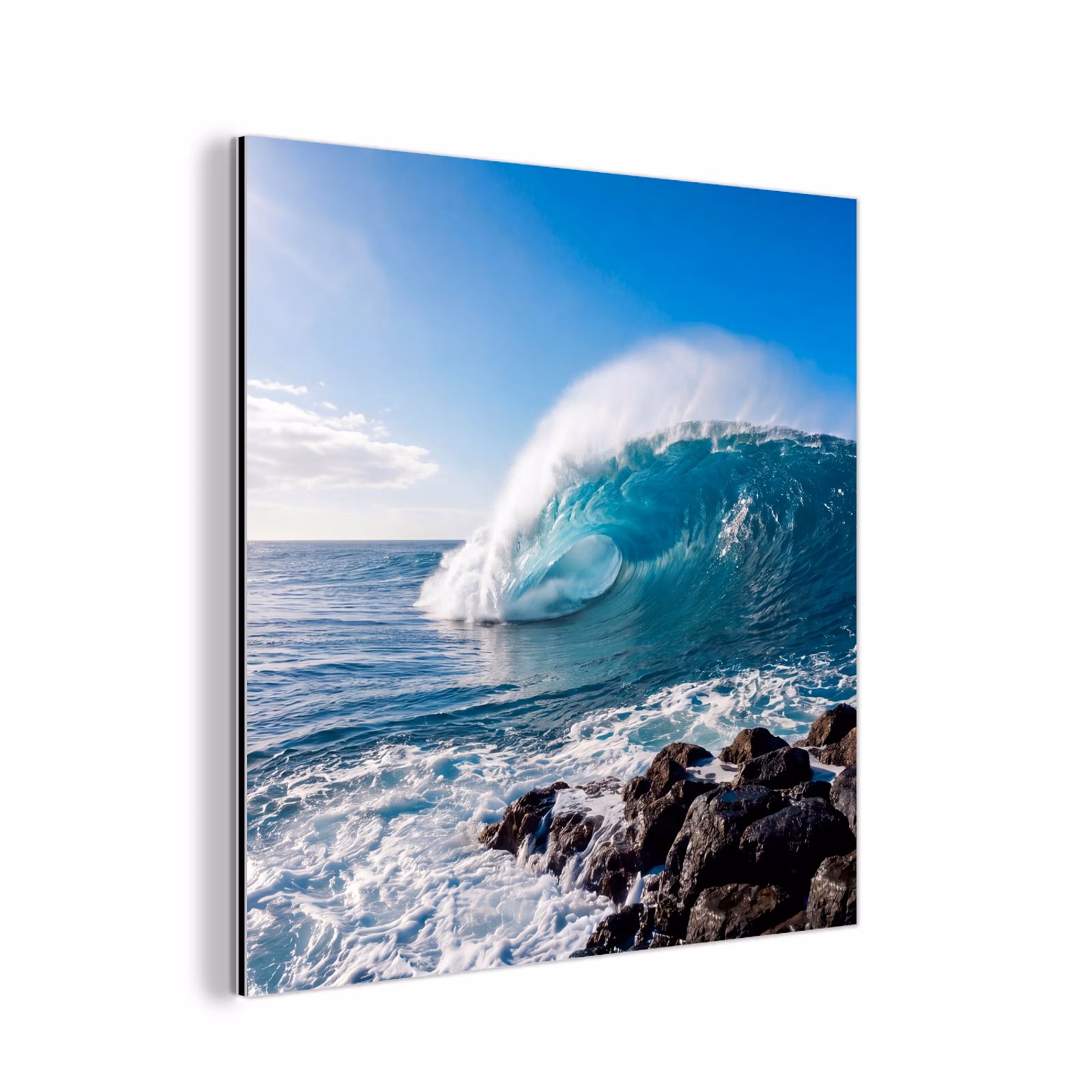 Aluminium schilderij - Golf - Oceaan - Brekend - Water - Blauw — 1