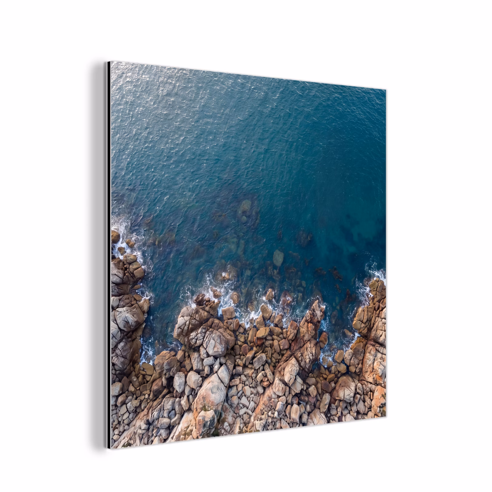 Aluminium schilderij - Zee - Kustlijn - Natuur - Abstract - Blauw — 1