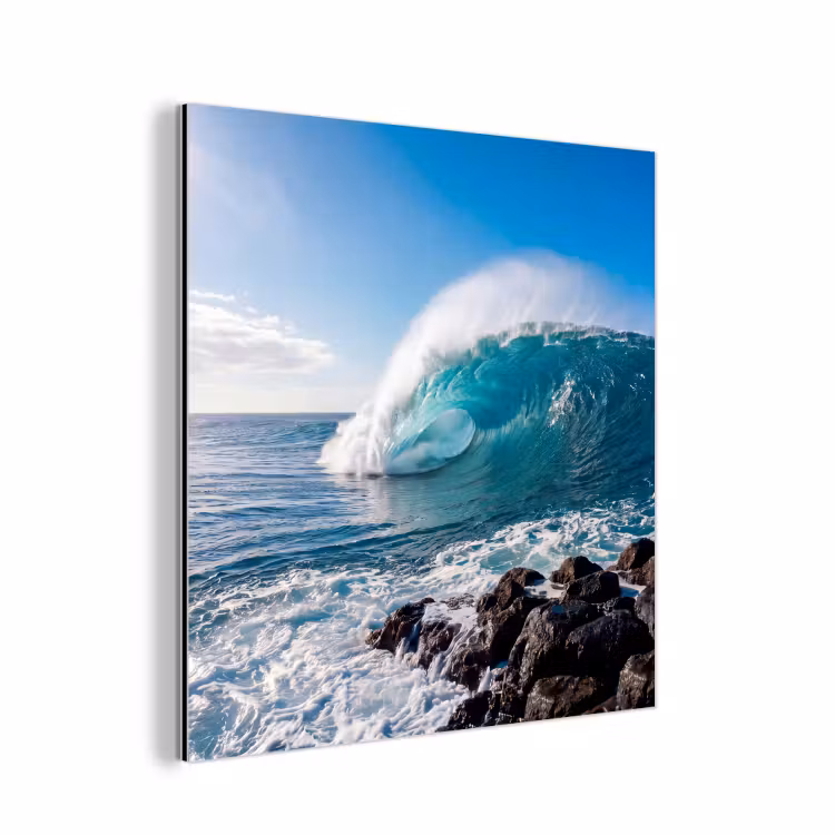 Aluminium schilderij - Golf - Oceaan - Brekend - Water - Blauw — 1