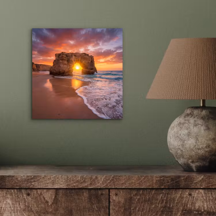 Aluminium schilderij - Kust - Rots - Zonsondergang - Zee - Natuur — 3