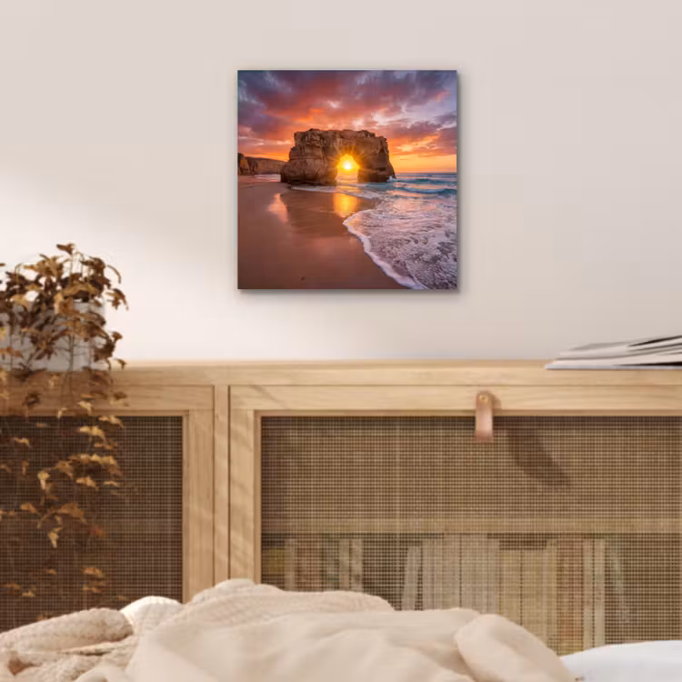 Aluminium schilderij - Kust - Rots - Zonsondergang - Zee - Natuur — 4
