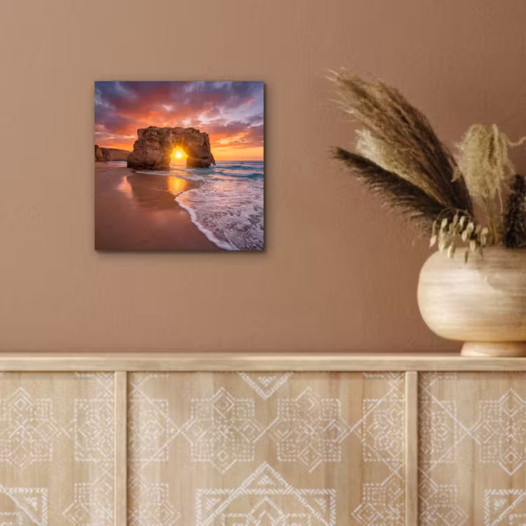 Aluminium schilderij - Kust - Rots - Zonsondergang - Zee - Natuur — 5
