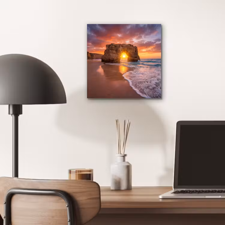 Aluminium schilderij - Kust - Rots - Zonsondergang - Zee - Natuur — 6