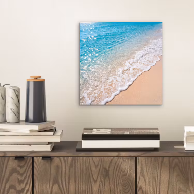 Aluminium schilderij - Strand - Water - Natuur - Blauw - Beige — 2