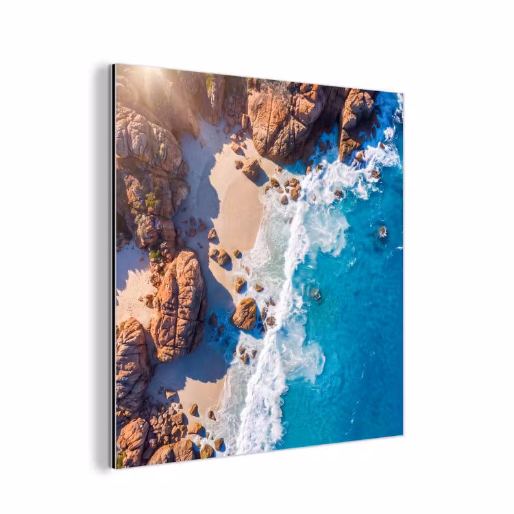 Aluminium schilderij - Strand - Zee - Rotsen - Natuur - Blauw — 1