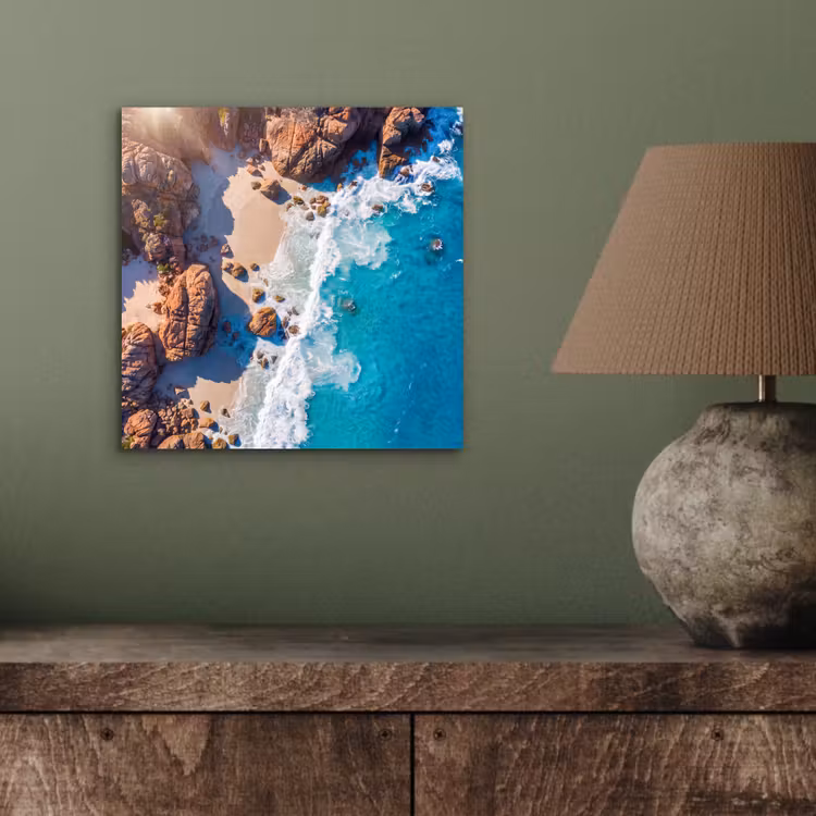 Aluminium schilderij - Strand - Zee - Rotsen - Natuur - Blauw — 3