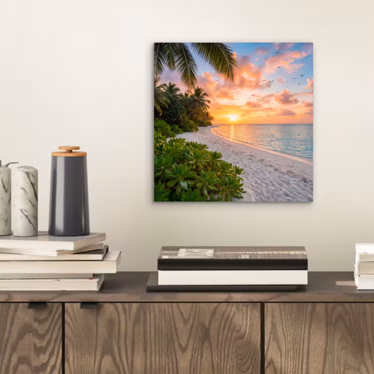 Aluminium schilderij - Strand - Zonsondergang - Palmbomen - Tropisch - Natuur — 2