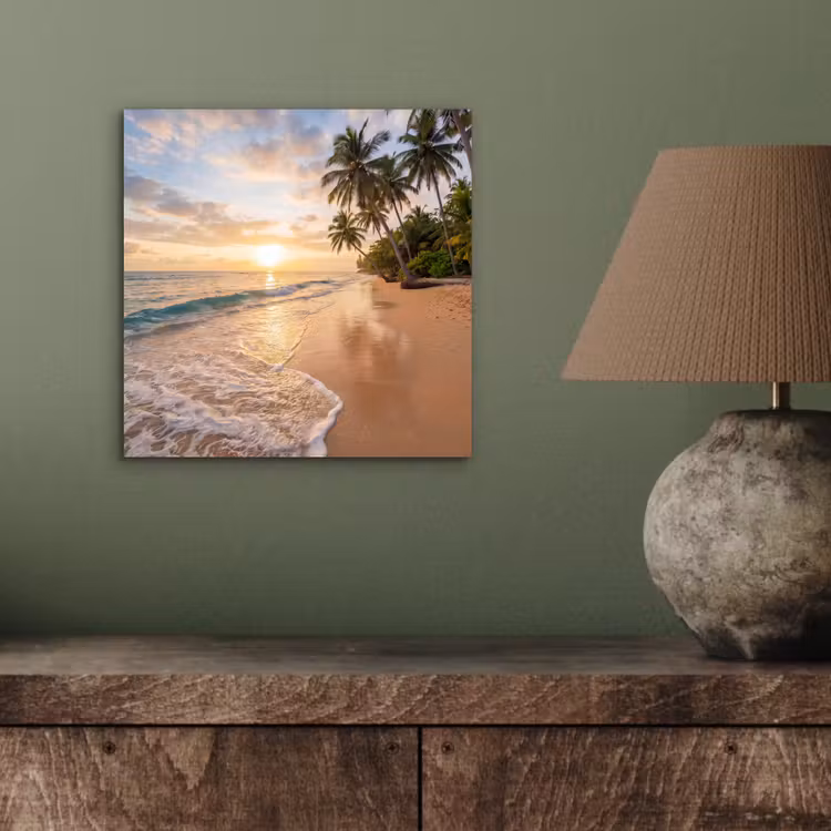 Aluminium schilderij - Strand - Zonsondergang - Tropisch - Natuur - Goud — 3