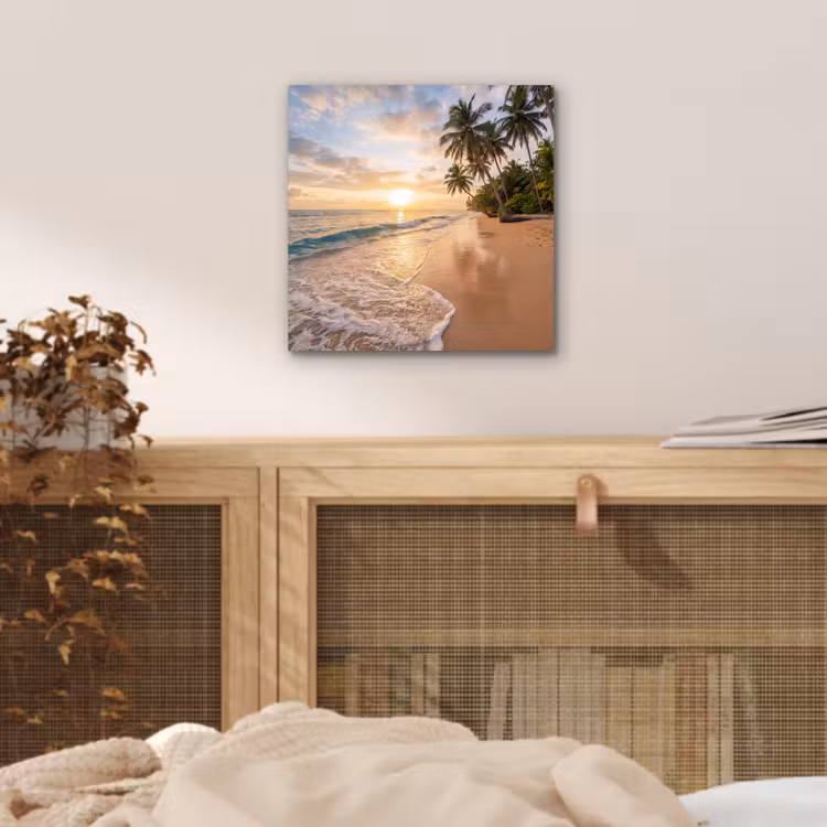Aluminium schilderij - Strand - Zonsondergang - Tropisch - Natuur - Goud — 4