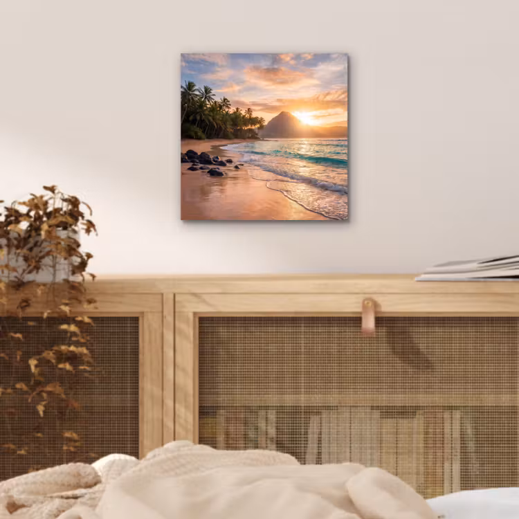 Aluminium schilderij - Zee - Berg - Landschap - Tropisch - Goud — 4