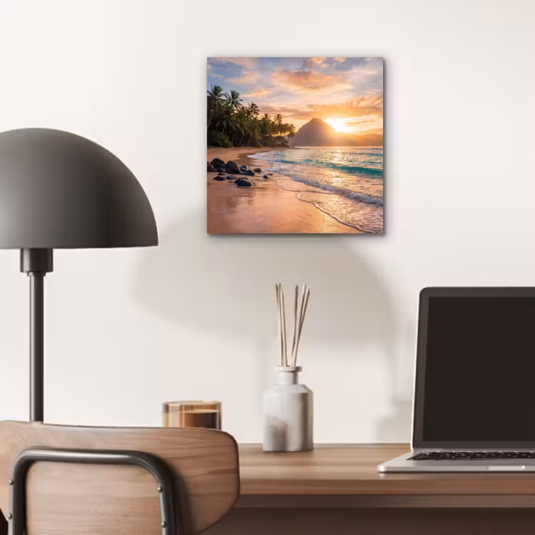 Aluminium schilderij - Zee - Berg - Landschap - Tropisch - Goud — 6