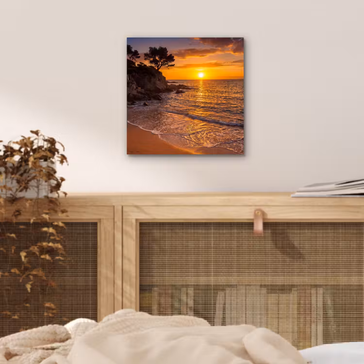 Aluminium schilderij - Zee - Kust - Zonsondergang - Natuur - Oranje — 4