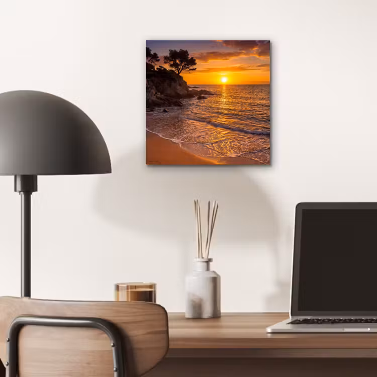Aluminium schilderij - Zee - Kust - Zonsondergang - Natuur - Oranje — 6