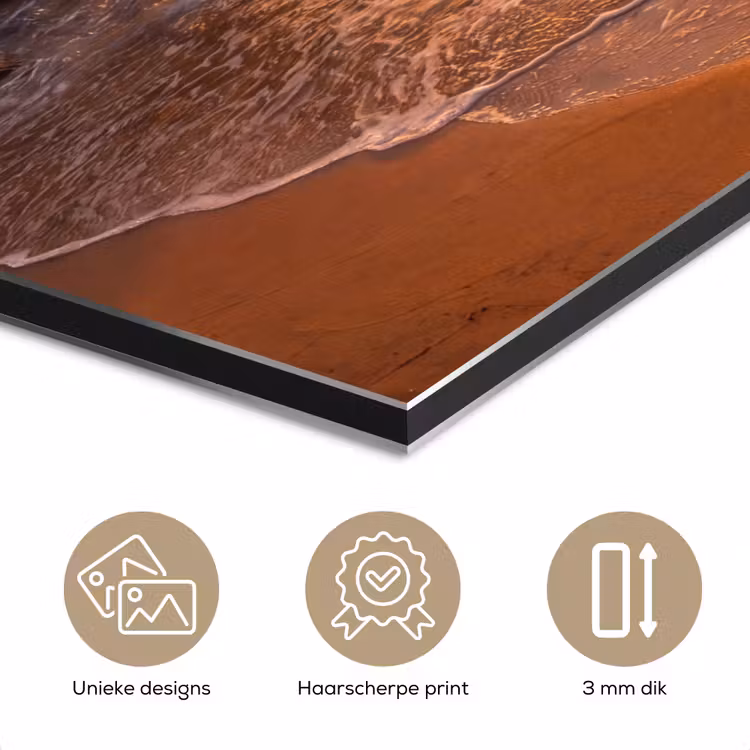 Aluminium schilderij - Zee - Kust - Zonsondergang - Natuur - Oranje — 7