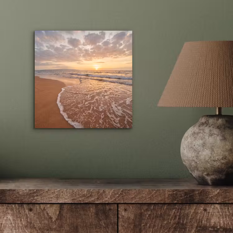 Aluminium schilderij - Zee - Kustlijn - Wolken - Landschap - Oranje — 3