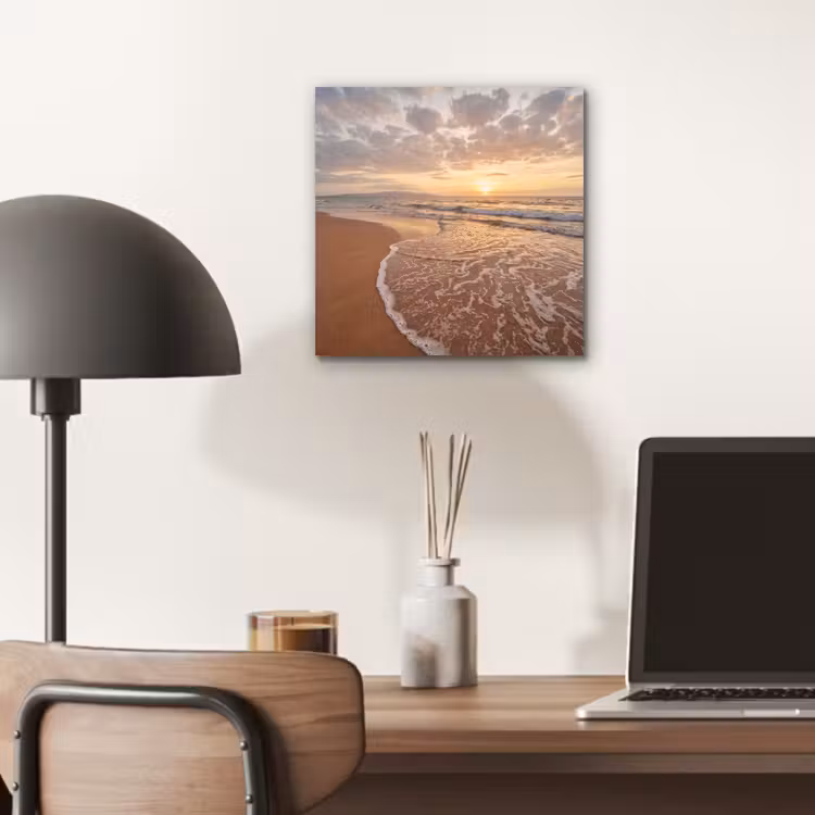 Aluminium schilderij - Zee - Kustlijn - Wolken - Landschap - Oranje — 6