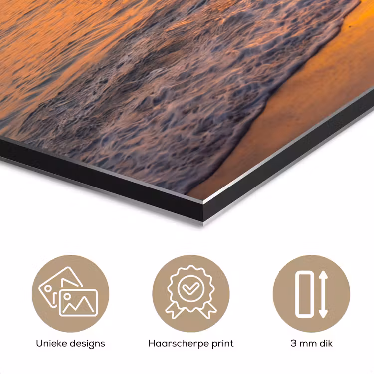Aluminium schilderij - Zee - Zonsondergang - Boot - Natuur - Oranje — 7
