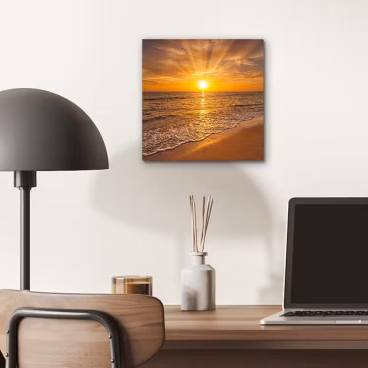 Aluminium schilderij - Zee - Zonsondergang - Golven - Kust - Oranje — 6