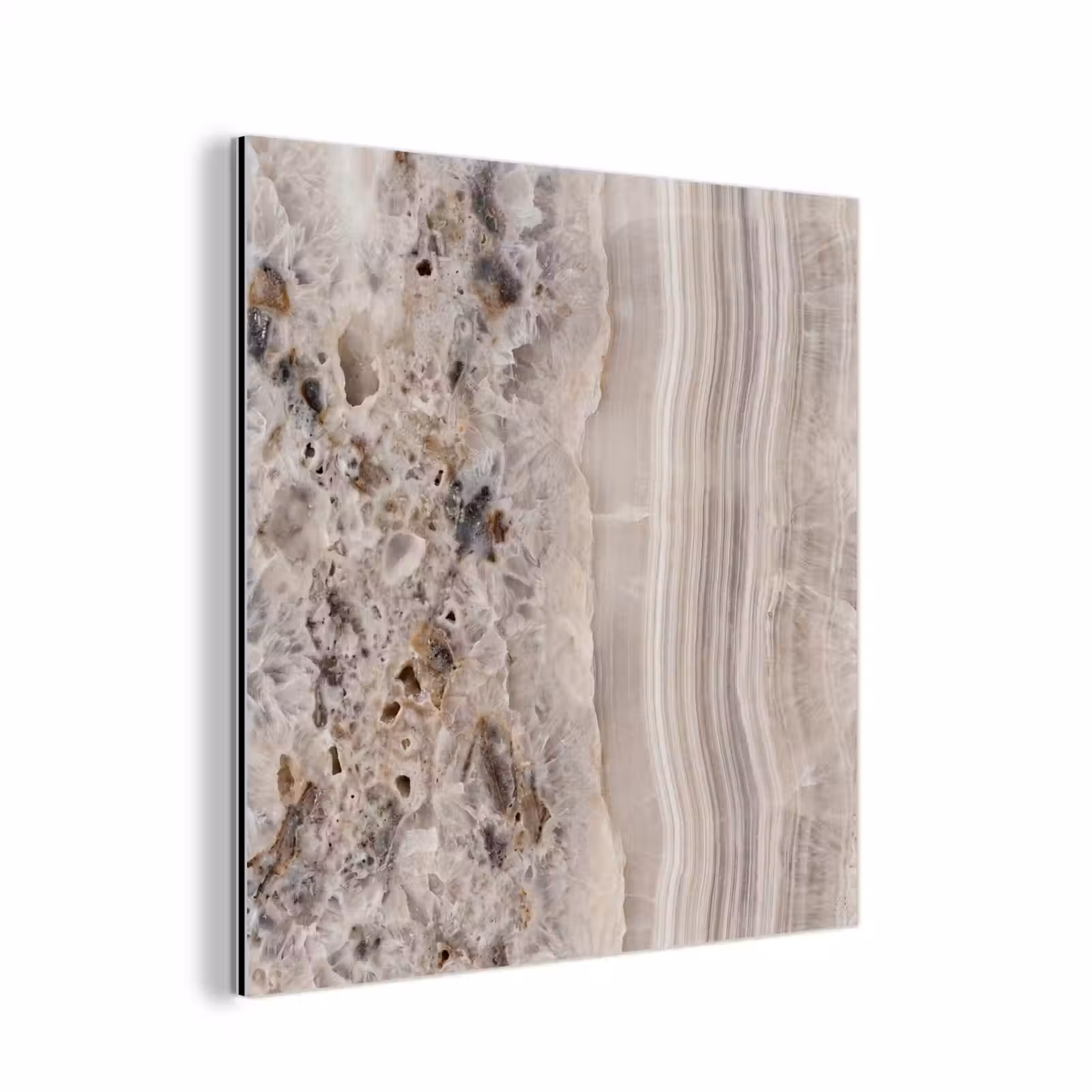 Aluminium schilderij - Steen - Textuur - Abstract - Beige - Wit — 1