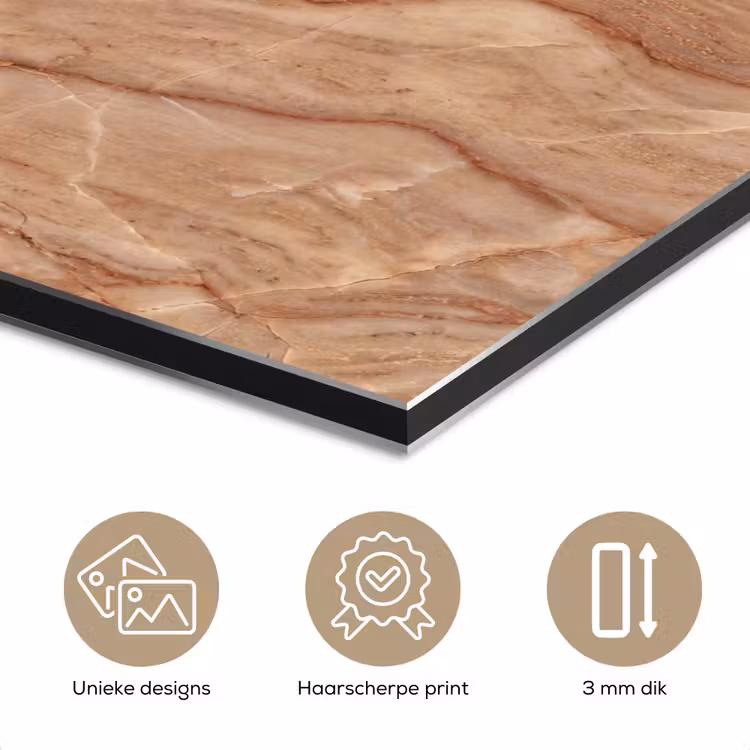 Aluminium schilderij - Marmer - Ader - Natuur - Abstract - Beige — 7