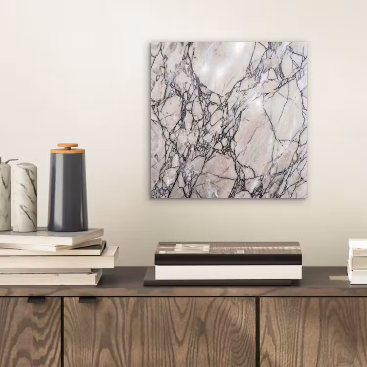 Aluminium schilderij - Marmer - Aderen - Patroon - Wit - Grijs — 2