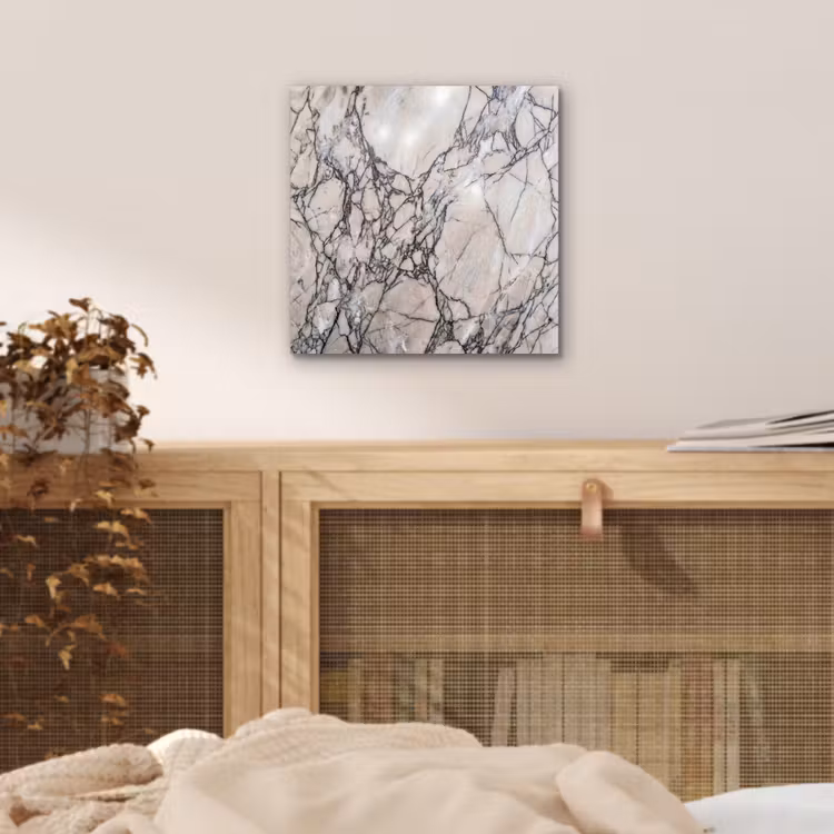 Aluminium schilderij - Marmer - Aderen - Patroon - Wit - Grijs — 4