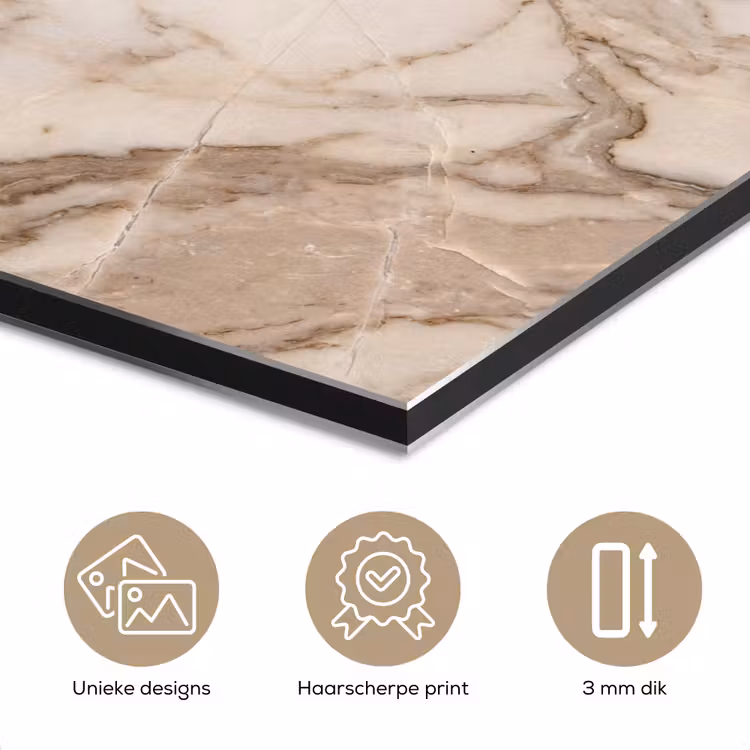 Aluminium schilderij - Marmer - Aderen - Textuur - Beige - Modern — 7