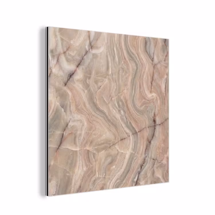 Aluminium schilderij - Marmer - Patroon - Abstract - Beige - Groen — 1