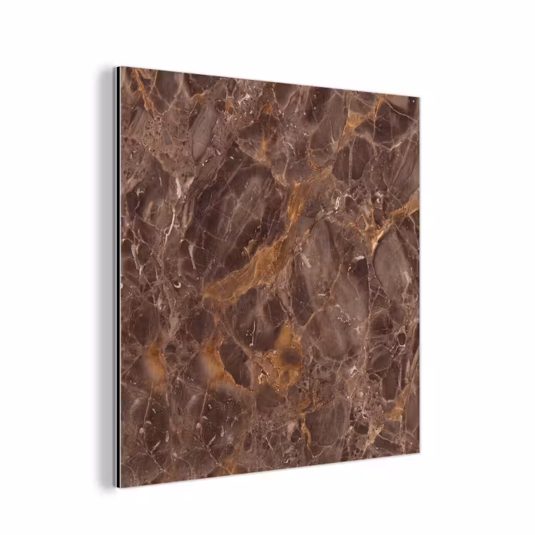 Aluminium schilderij - Marmer - Patroon - Natuur - Bruin - Goud — 1