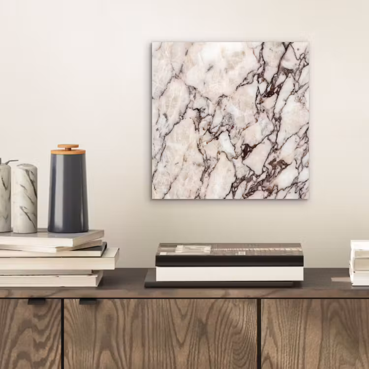 Aluminium schilderij - Marmer - Textuur - Abstract - Wit - Bruin — 2