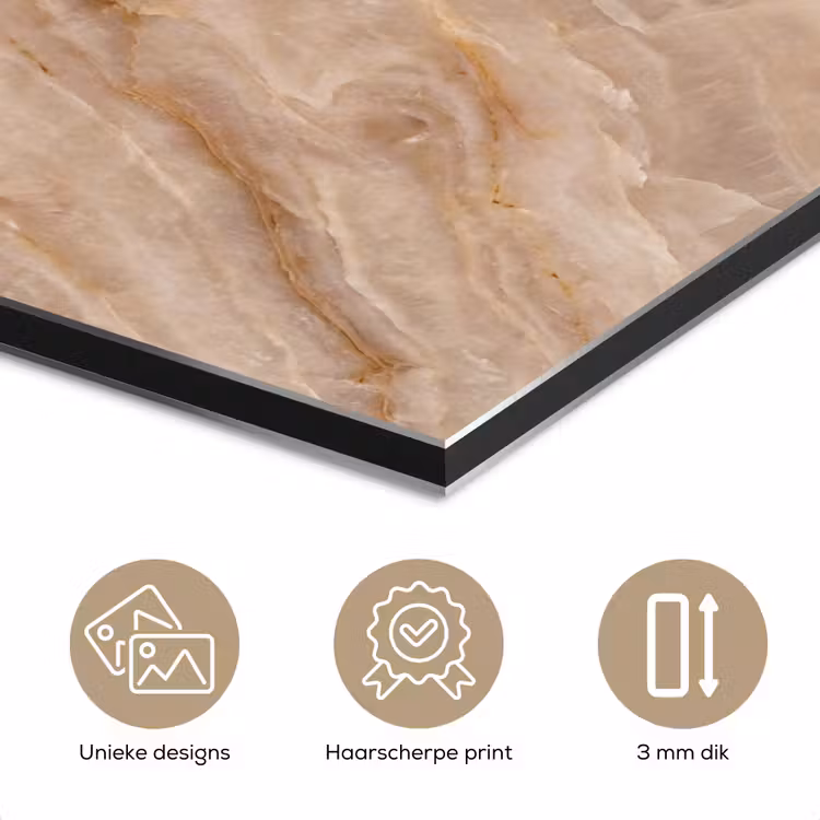 Aluminium schilderij - Steen - Ader - Natuur - Modern - Beige — 7