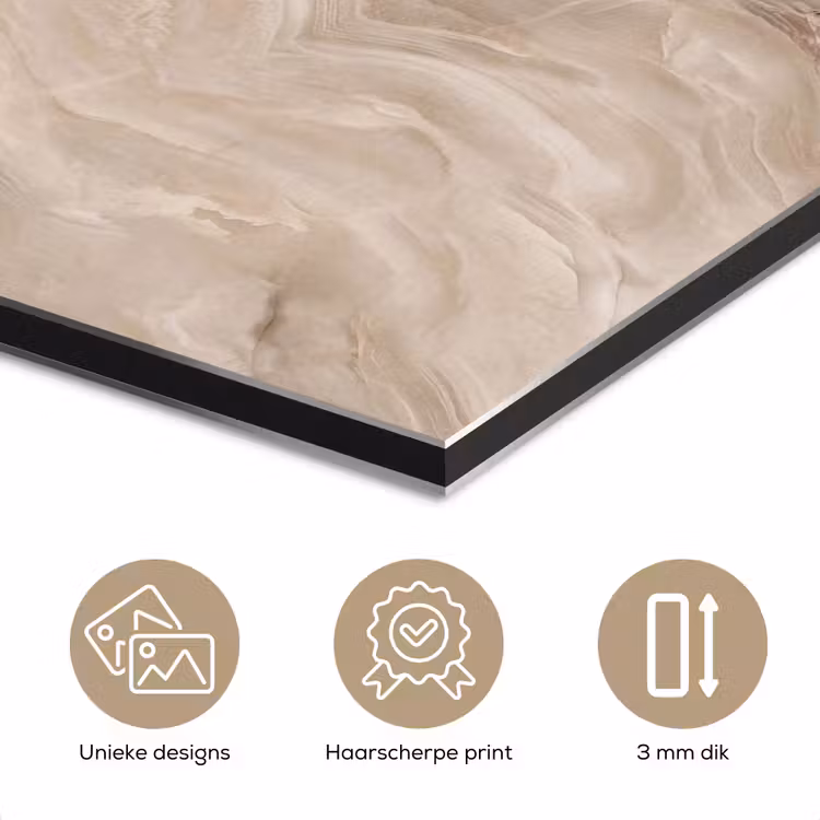 Aluminium schilderij - Steen - Golvend - Abstract - Beige — 7