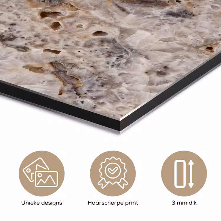 Aluminium schilderij - Steen - Textuur - Abstract - Beige - Wit — 7