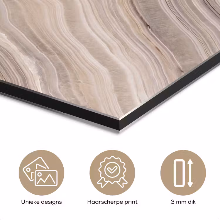 Aluminium schilderij - Textuur - Golvend - Abstract - Modern - Beige — 7