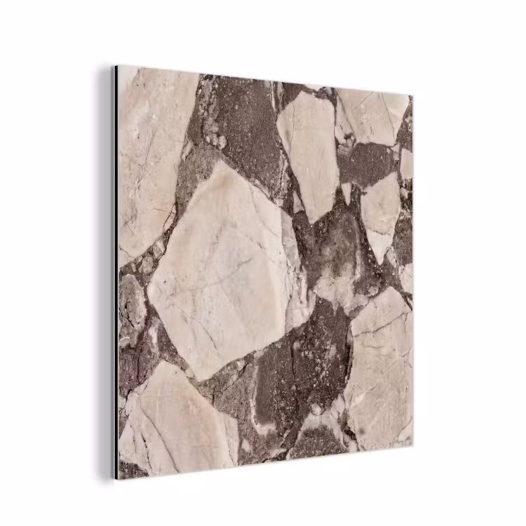 Aluminium schilderij - Textuur - Marmer - Abstract - Beige - Bruin — 1