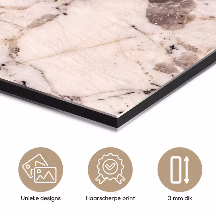 Aluminium schilderij - Natuursteen - Patroon - Abstract - Beige - Grijs — 7