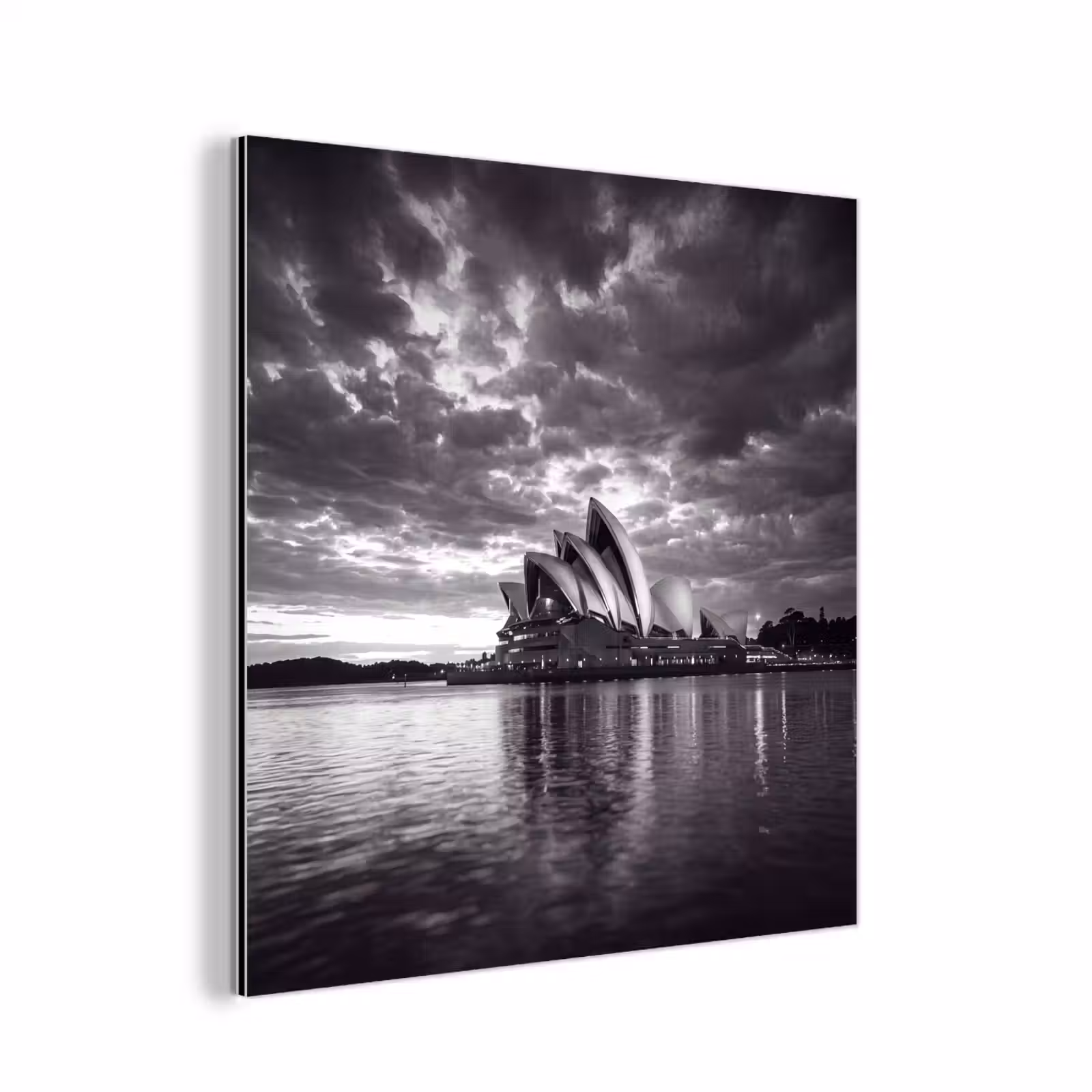 Aluminium schilderij - Architectuur - Water - Stad - Modern - Zwart-wit — 1