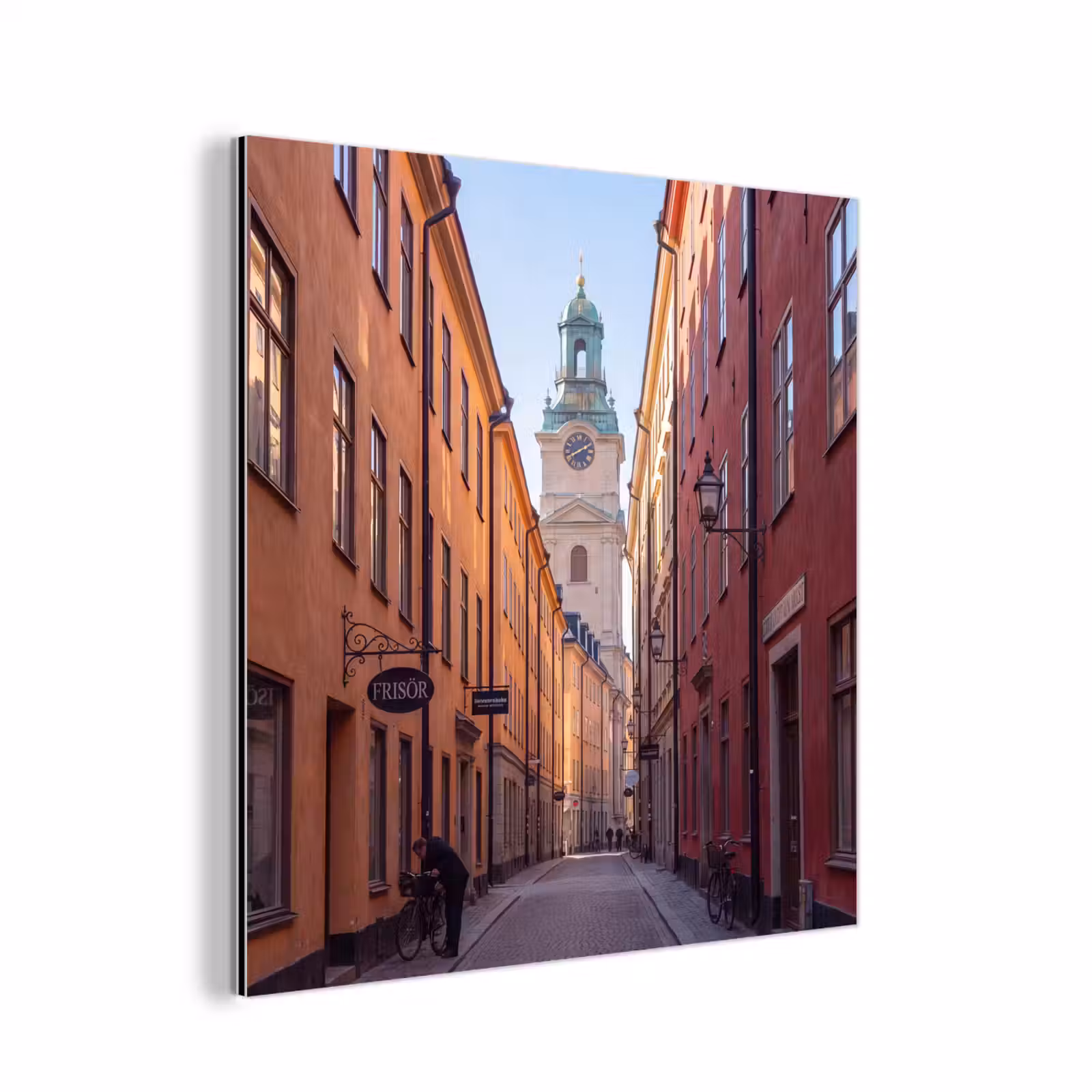 Aluminium schilderij - Straat - Klokkentoren - Stad - Architectuur - Historisch — 1