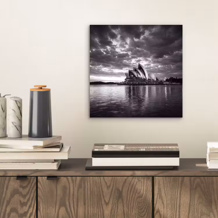 Aluminium schilderij - Architectuur - Water - Stad - Modern - Zwart-wit — 2