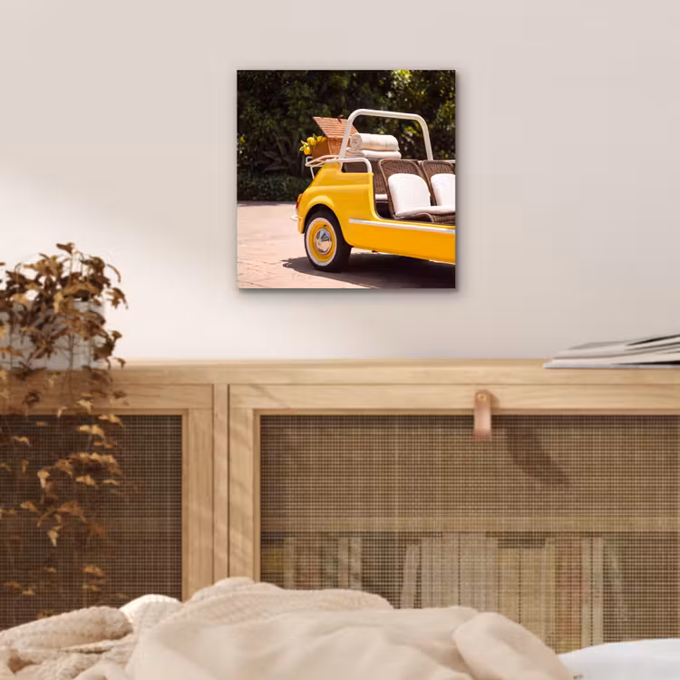 Aluminium schilderij - Auto - Picknick - Zomer - Geel — 4