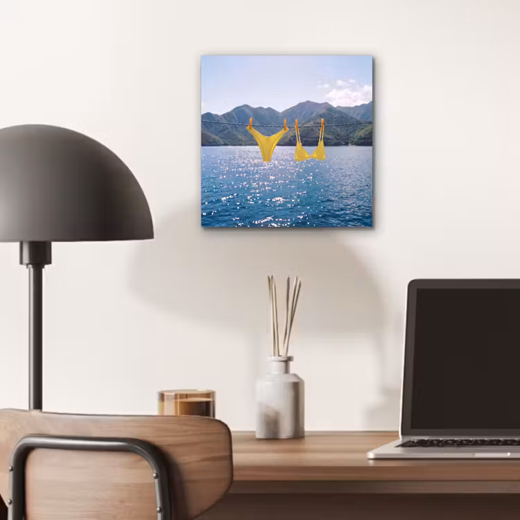 Aluminium schilderij - Badmode - Bikini - Zee - Bergen - Geel — 6
