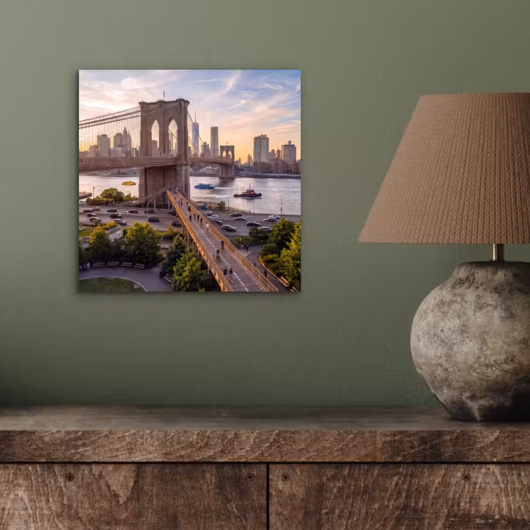 Aluminium schilderij - Brug - Rivier - Stad - Zonsondergang - Architectuur — 3