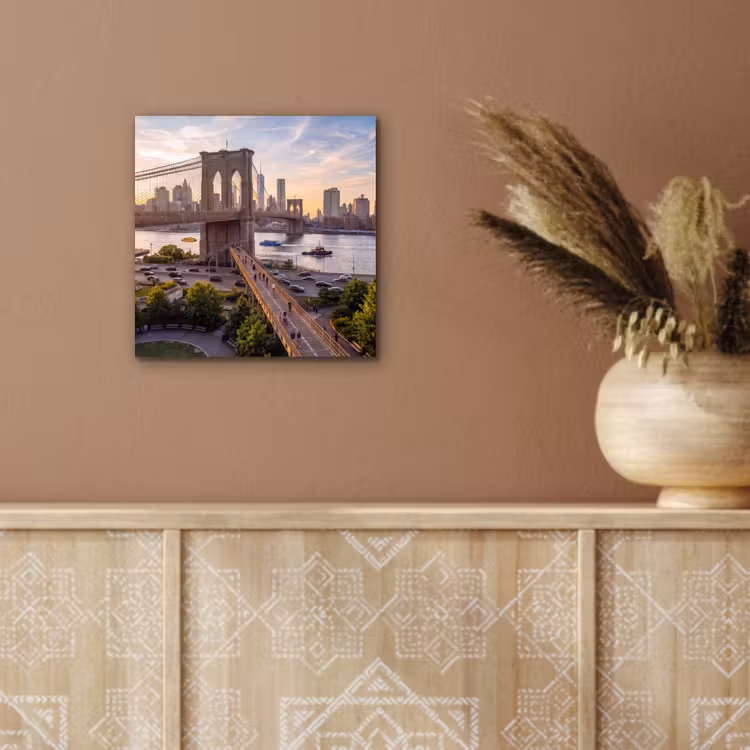 Aluminium schilderij - Brug - Rivier - Stad - Zonsondergang - Architectuur — 5