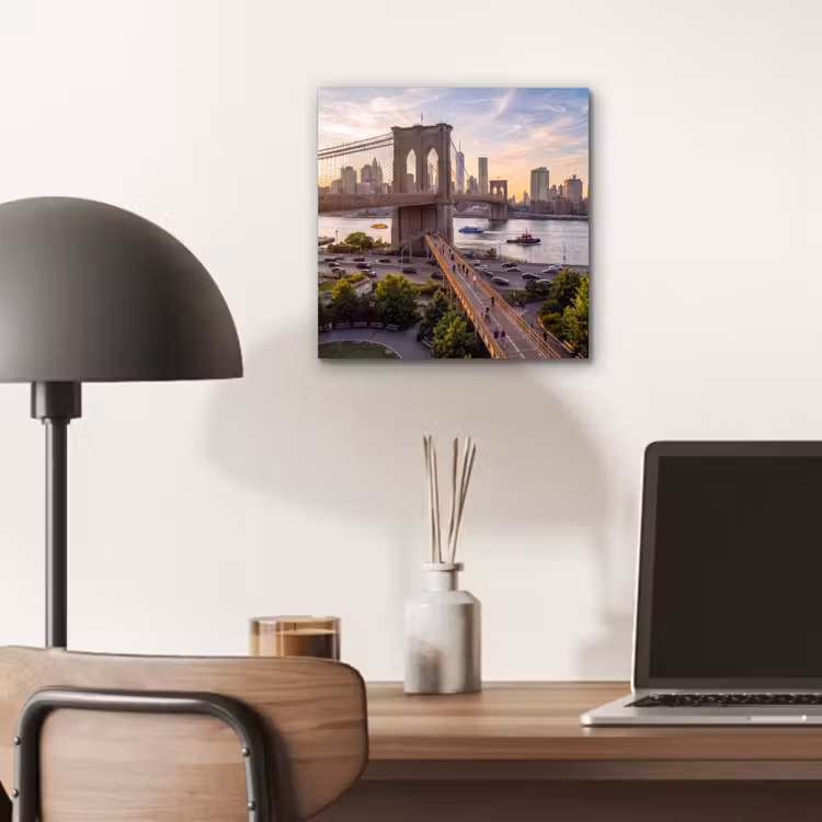 Aluminium schilderij - Brug - Rivier - Stad - Zonsondergang - Architectuur — 6